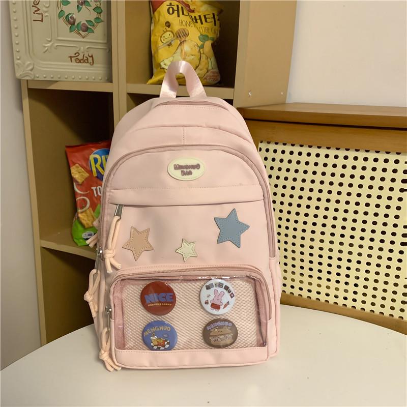 Japanese Cute Transparent Pain Bag Large Capacity Versatile College Style Girl Schoolbag Korean Style Backpack Storage
