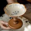 BRHigh-sided Bowl Retro Wooden High-sided Plate Fruit Plate Storage Tray Cake Dish Food Trays Decorative Tray Kitchen StorageEY