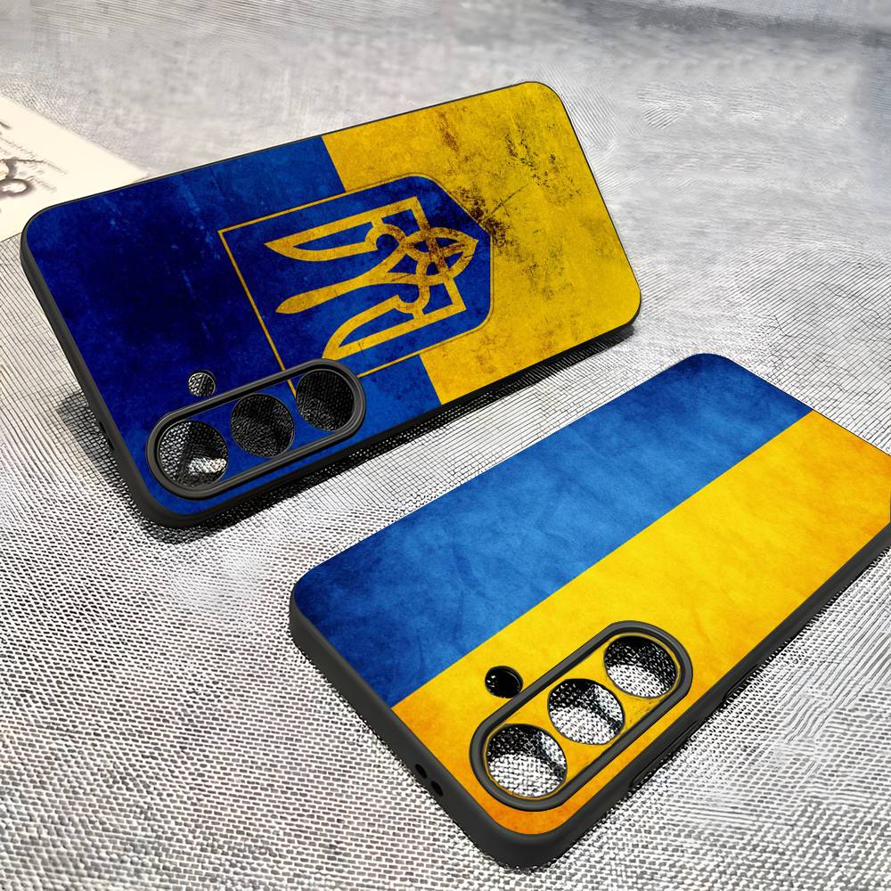Ukraine Flag For Samsung Galaxy S25 S24 S23 Ultra S22 S21 Plus S20 Black Soft Silicone Protective Case