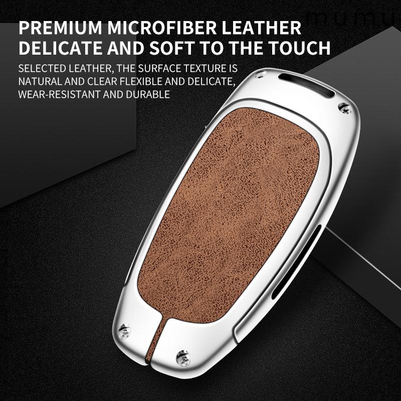 For Hyundai I30 Ix35 Kona Zinc Alloy Leather Car Key Case Cover Encino Solaris Azera Keychain Remote Shell Holder Accessories