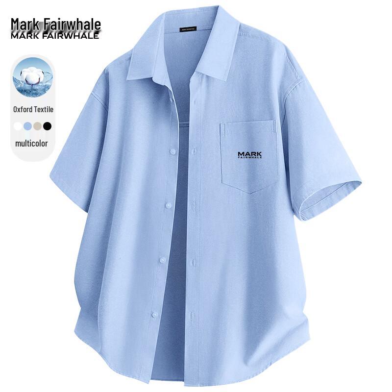 Mark Fairwhale Men s Short Sleeve Oxford Lapel Shirt L