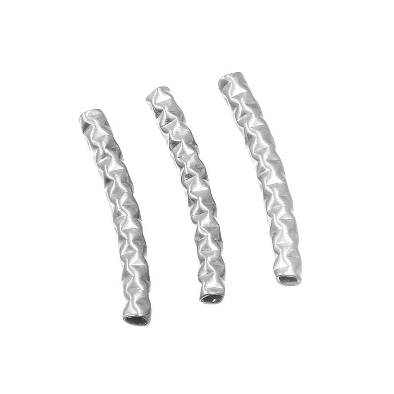 18K Gold Plated Stainless Steel Embossed Bent Tube for DIY Bracelet & Necklace Jewelry 1 piece