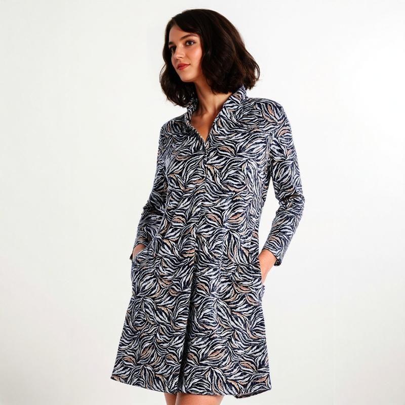 

Terry American Print Dress with Pockets Plus size Women Base Skirt 24 Autumn and Winter New Chubby Girl Slimming 831