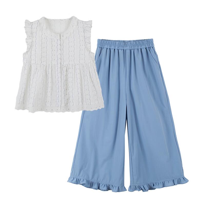 Girls' Ruffle Round Neck Sleeveless Set