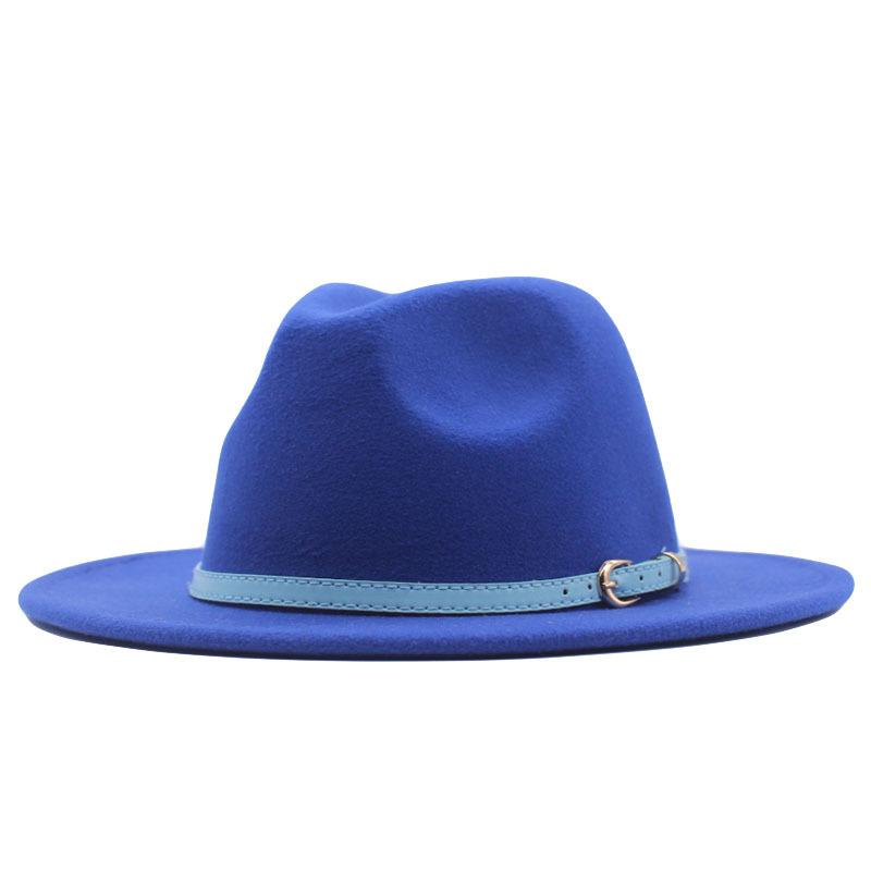 European and American style spring and autumn winter imitation felt big brim hat British retro woolen top hat men's and women's travel Panama jazz hat