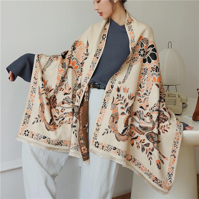 

Розкішний кашеміровий шарф Зима Жіночі Шалі з пашміни Тепла ковдра Обмотки Жіночий пуляр Бандана Брендові товсті шарфи з принтом 200x65cm