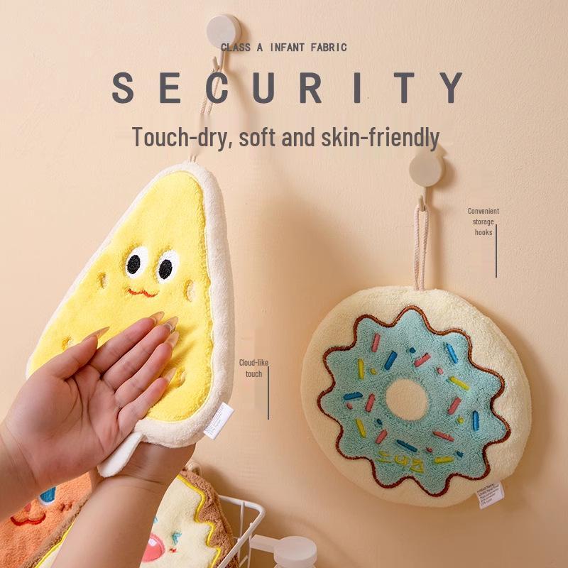 Free Shipping: Korean Style Cartoon Hand Towel - Absorbent, Quick-Drying Coral Fleece for the Kitchen