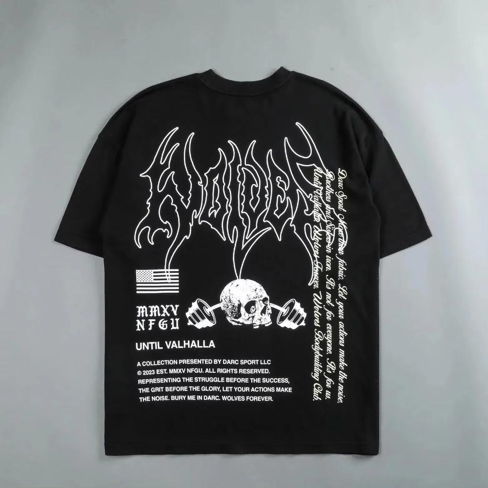 

Спортивные футболки Darc Wolf Оверсайз Графический принт Техника DTG Тренировка Спортзал Фитнес Мужские футболки с коротким рукавом Футболки Darc Wolves XL чёрный