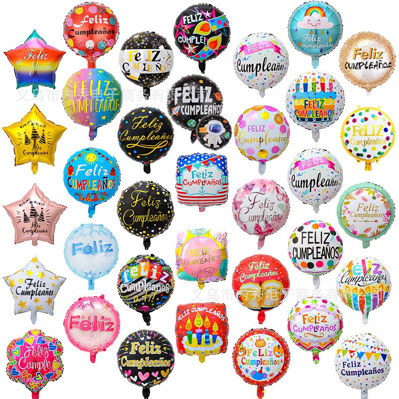 18 Inch Spanish Happy Birthday Round Aluminum Film Balloon Spanish Birthday Party Decoration Balloon