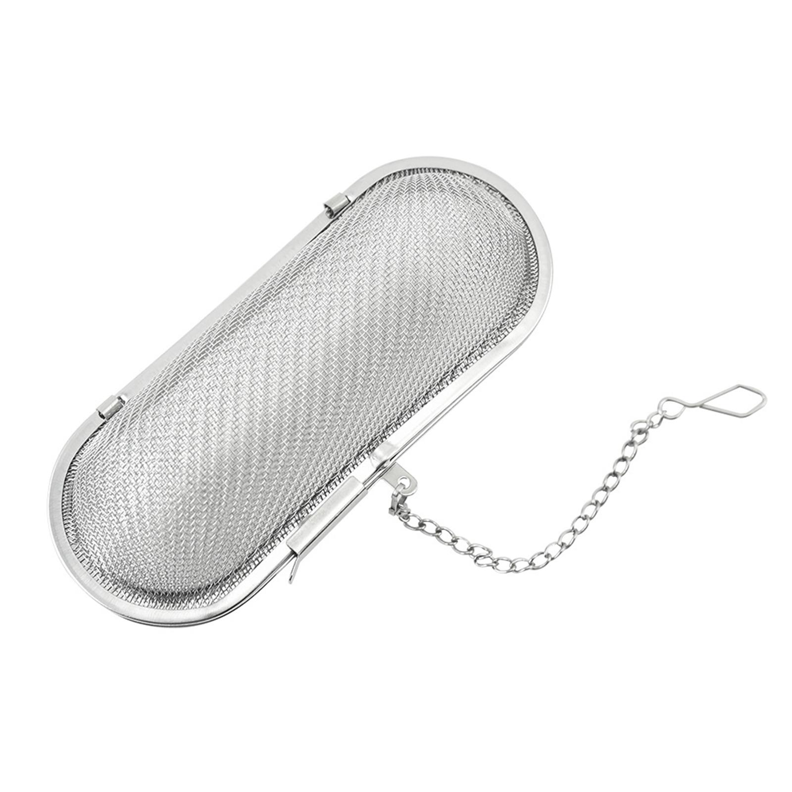 

Stainless Steel Loose Leaf Tea Steeper Oval Reusable Tea Diffuser with Chain 4.33x1.77 Inch for Kitchen Spices and Seasonings