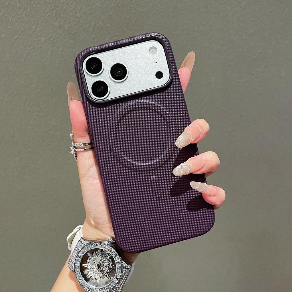 Matte Artificial Leather Magnetic Phone Case for For Iphone 17 16 15 14 Pro Max 13 for  Wireless Charging Back Cover