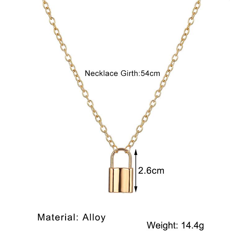 Gold Lock Key Pendant Necklace 