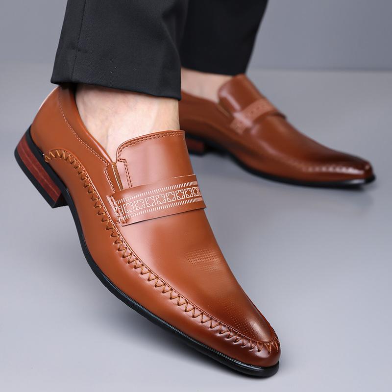 Europe, America, Four Seasons Breathable Business Casual Shoes, Leather Fashion British Pointed Toe Foot Cover Men's Formal Leather Shoes Men'