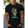 Mens Fashionable Skull Graphic T-Shirt - 3D Digital Print Breathable & Flexr Outdoor Tee with Vivid Art and Classic Crew Neck