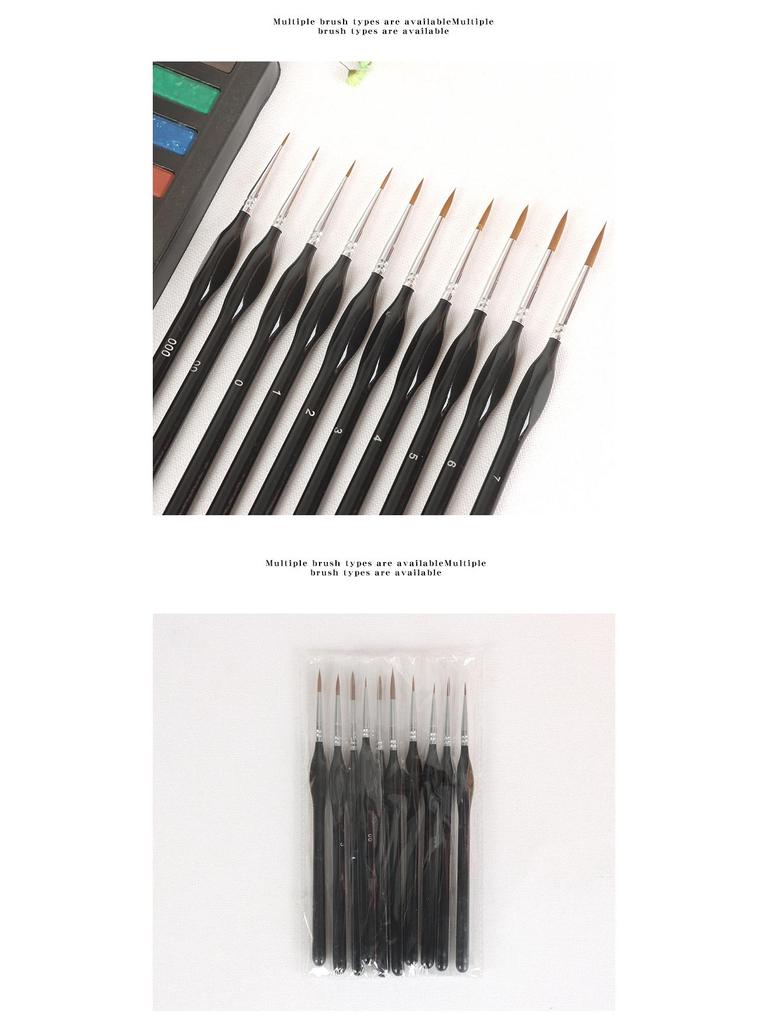 Triangular Weasel Hair Brush Set: Wooden Rod Outlining & Line Drawing for Watercolor and Oil Painting.