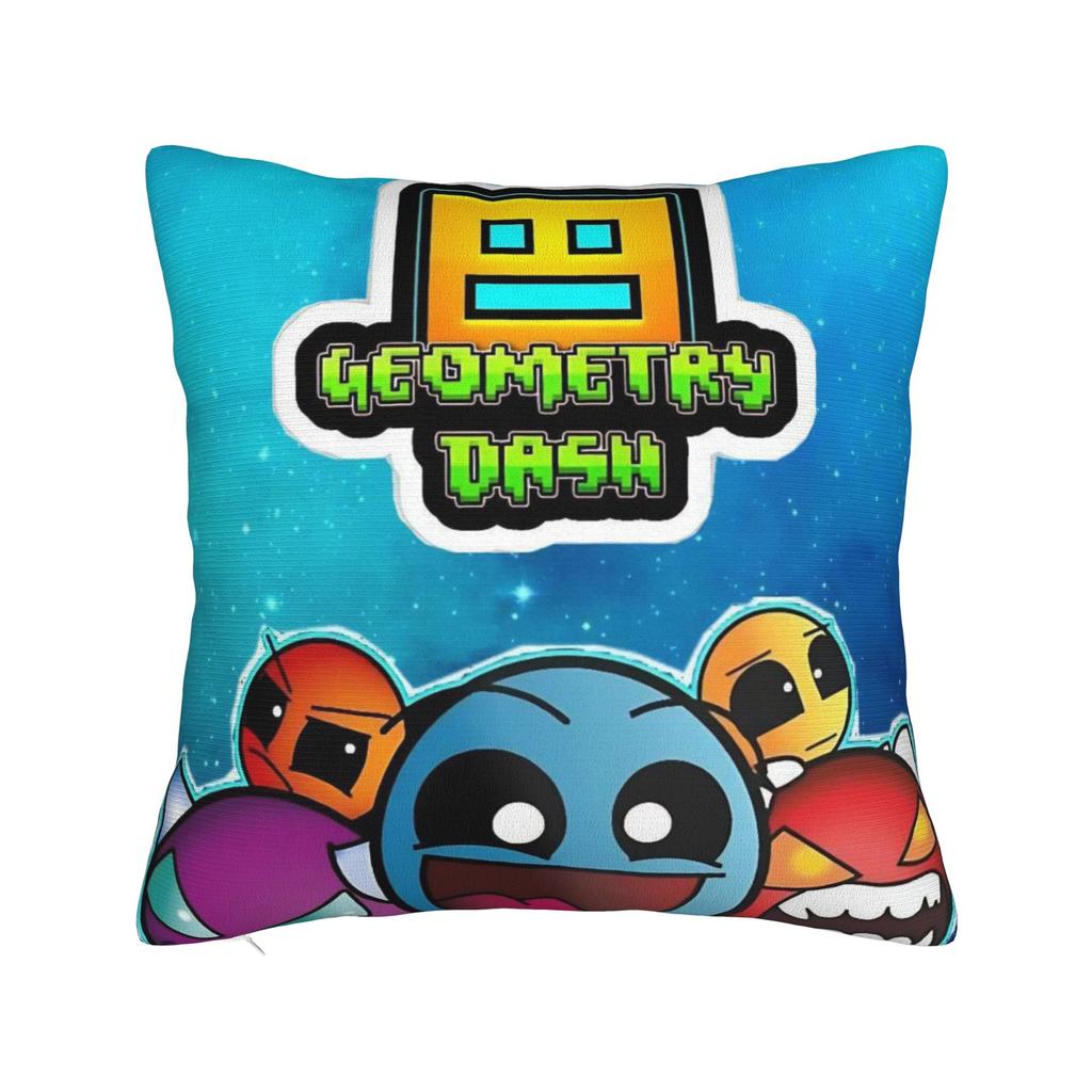 Geometry Dash Games Pillow Covers Merch Printing Cushion Cover Gift Throw Pillow Case Cover Chair Multiple Sizes