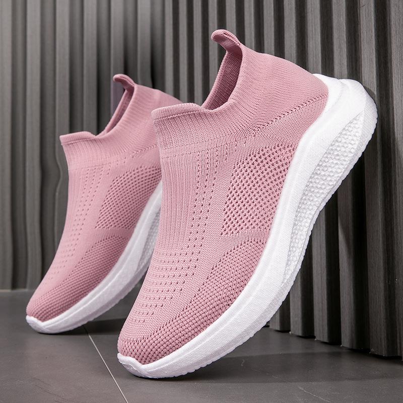 2025 New Men's and Women's Sports Shoes Popcorn Mesh Running Shoes Fly-woven Lightweight Breathable Large-size Running Shoes