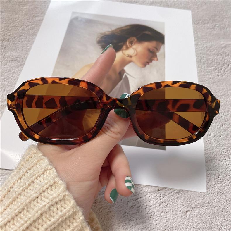 Retro Oval Sunglasses Women's Fashion Sunscreen Eyewear Street Snap Popular Korean Style Mirror Frame Beach Vacation Wear