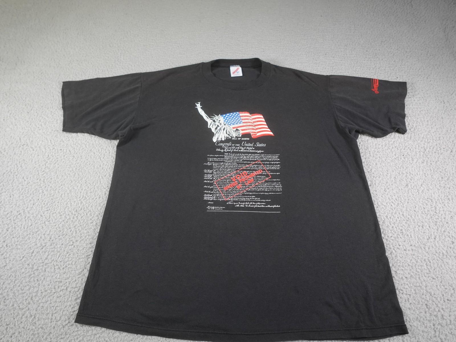 Vintage Bill of Rights Shirt Mens XL Black American Flag Statue Liberty 90s USA Unisex T-Shirt XXXXL