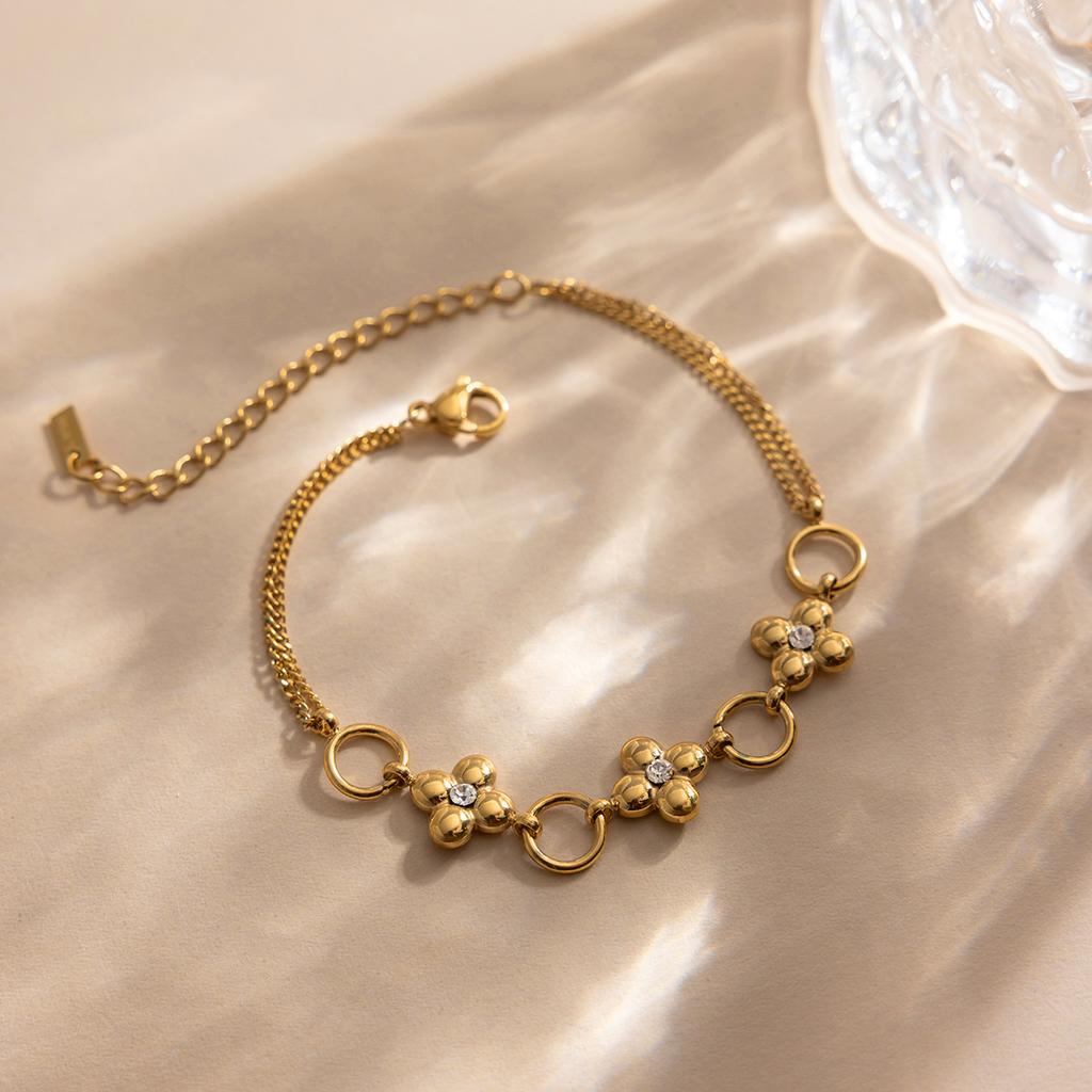 J&D Classic Leaf Rhinestone Chain Bracelet Stacking Wearing Fashion Bracelet