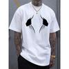 European Size Men's Casual Short-Sleeve T-Shirt with Black and White Minimalist V-Shaped Hand Gesture Silhouette Art Symbol, Simple Fashionable Sporty