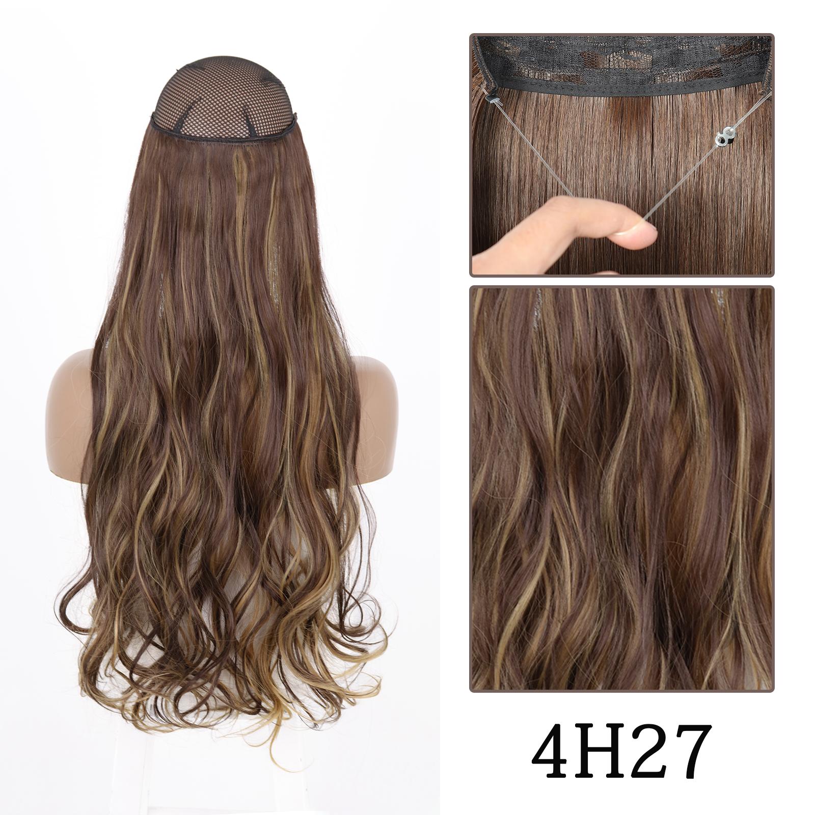 

XINRAN синтетические длинные прямые без зажима цельный наращивание волос натуральный невидимый регулируемый накладной парик для женщин 55CM