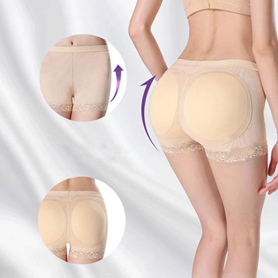Padded Boxers Panties Mid Waist Lift Hip Solid Color Lace Panties Woman Supplies