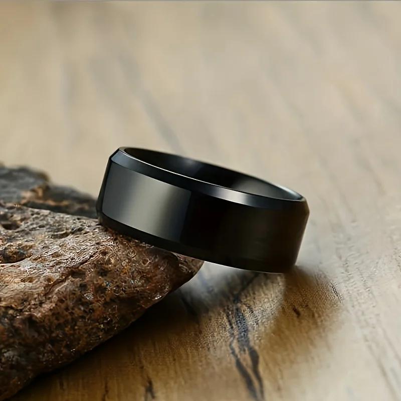 Stainless Steel Ring Classic Black Golden coppery Glossy Men Rings