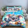 Süßes Cartoon Koala Bettwäscheset Bettwäsche Bettbezug Set Bettbezug Kissenbezüge (1 * Bettbezug 2 * Kissenbezüge, ohne Bettdecke)