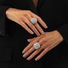 2Pcs/Set Trendy Geometric Adjustable Open Rings for Women Exaggerated Vintage Irregular Square Chunky Knuckle Ring Wedding Jewelry