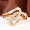 Stylish Gold Color Ring for Women Intertwined Zircon Evening Party Dating Fashion Jewelry Gift