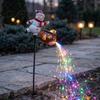 Decorative Yard Ornaments Christmas Garden Stake Light, 3D Santa/Snowman Holding Glowing Cauldron Whimsical Art Lamp, Waterproof Outdoor Pathway