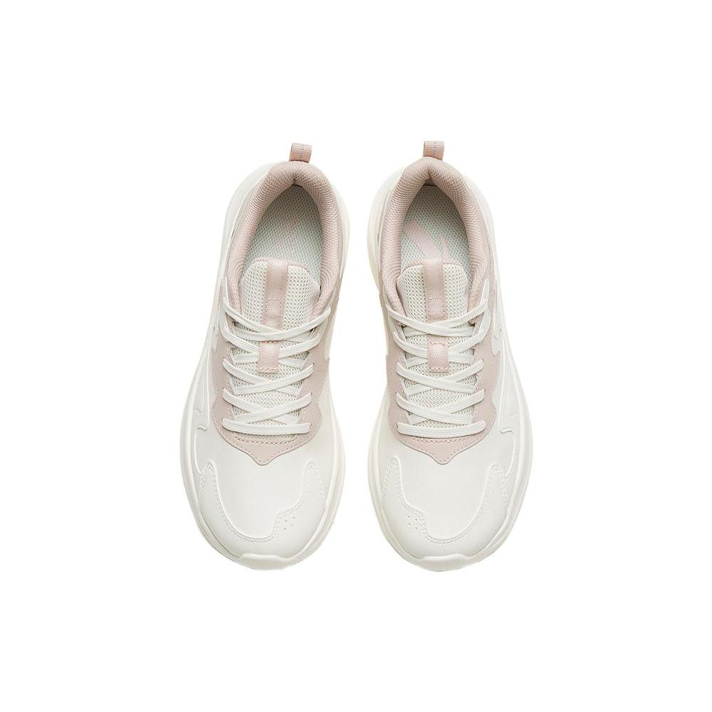 New Anta Walk Wear Resistant Height Increasing Low Top Running Shoes Women's White Pink 922315573-7