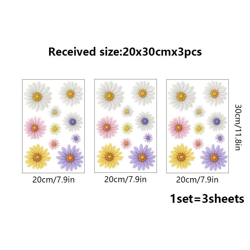 3 Pcs Floral Wheel Trash Can Stickers Self-Adhesive Pvc Decals Daisy Garbage Can Stickers Fridges Home & Wall Decor Weatherproof