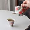 Guochao Hand-Painted Rose, A Pot Of Two Cups Set, Portable Cloth Bag, Outdoor Tea Drinking, High-Value Light Luxury Travel Tea Set