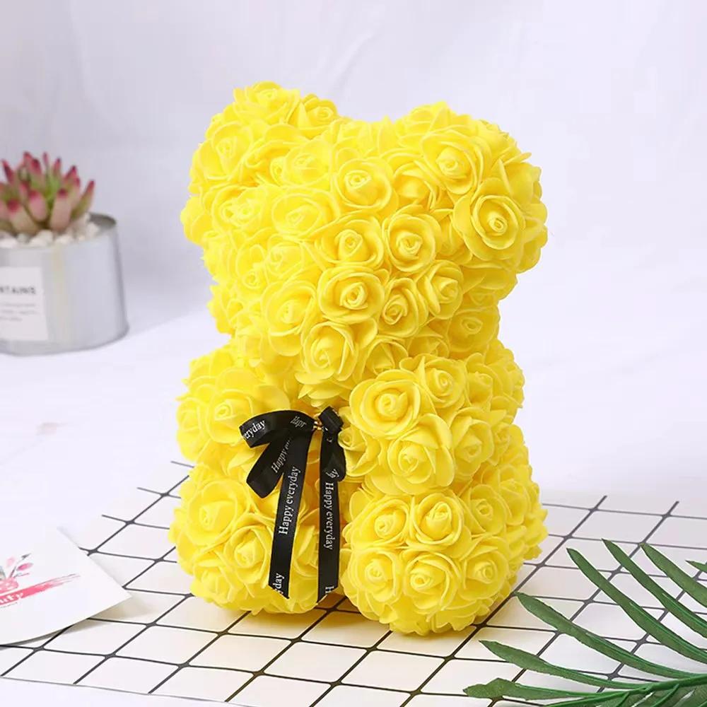 

1pc Valentine s Day Gift Creative Rose Bear Gift Box PE Flower Romantic Foam Bear Hug Bear жёлтый