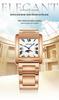 Sanda Elegant Ladies' Square Alloy Waterproof Quartz Watch with Roman Numerals and Moon Phase.