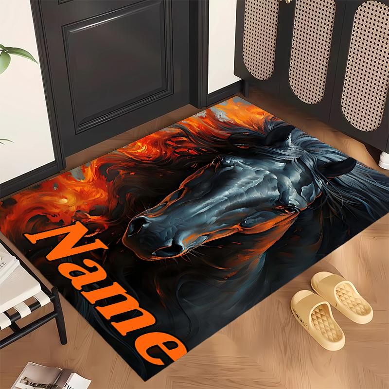 vivid horse (5) Personalized name Office Carpet Stylish Decor for Living Room Bedroom Kitchen