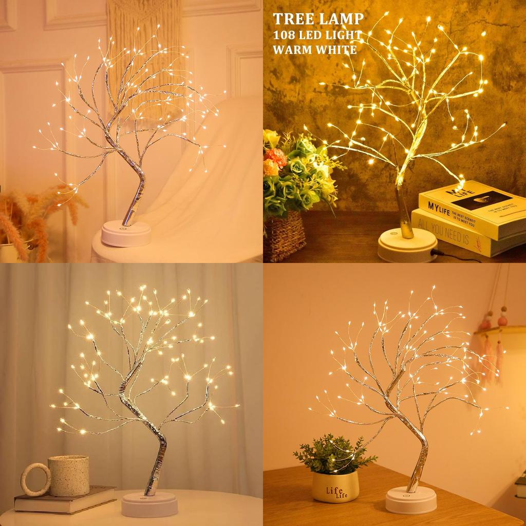 Tree Shape Led Desk Lamp With Touch Control For Holiday Decoration And Night Lighting