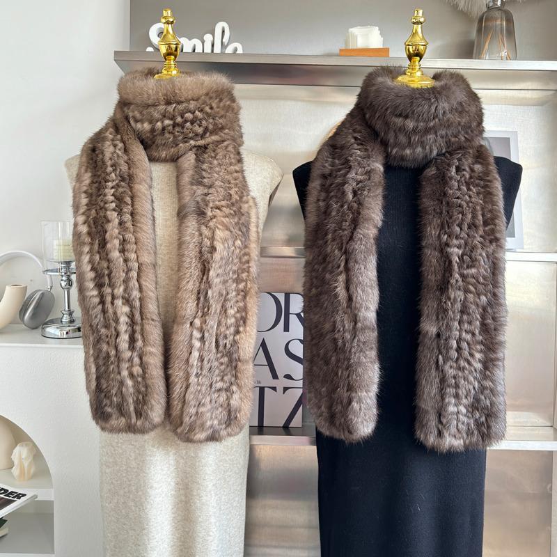 Real Rex Rabbit Fur Long Scarf Winter Warm Double-Sided Woven Fur Neck Warmer Luxury Wide Fur Collar Natural Fur Scarf Shawl