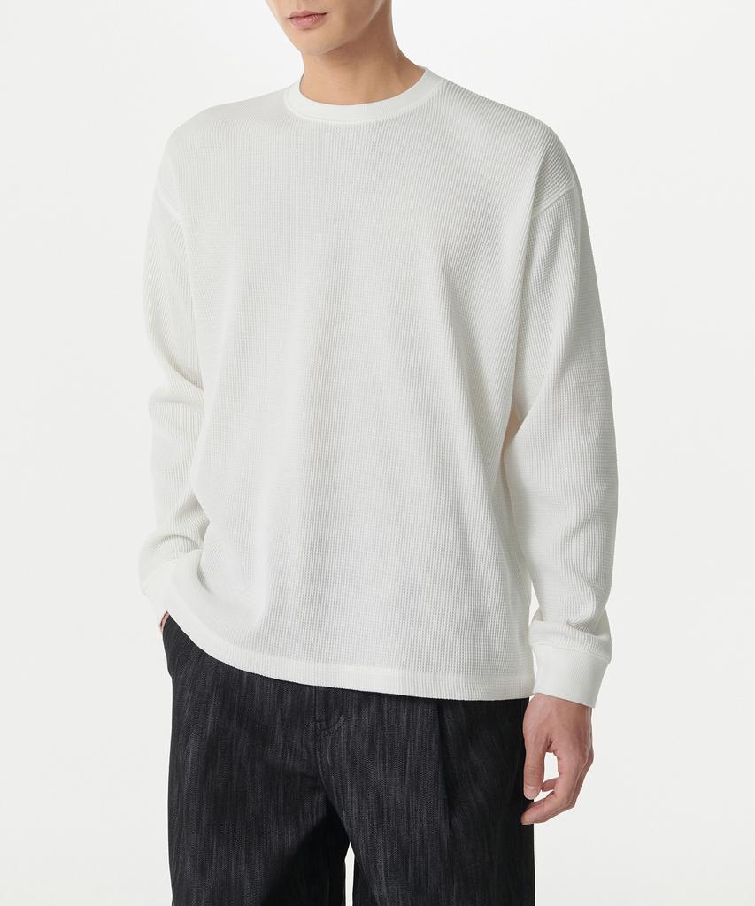 Musinsa Standard Waffle Relaxed Crew Neck Long Sleeve T-Shirt [Ivory]