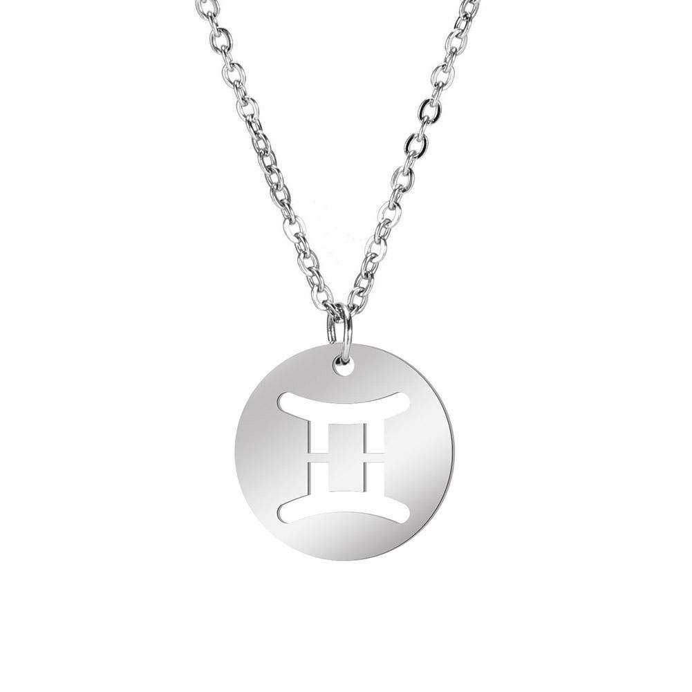 Lemegeton Zodiac Women's Necklace 12 Constellations Stainless Steel Pendant Choke Astrology Aries Leo Ring Jewelry Birthday Gift