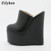 Fashion Eilyken 2025 New Arrival Platform Wedge Round Head Pumps Slippers Summer Woman Sexy Super High Sandal Shoes Black 35-42