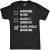 Mens Funny T Shirts Hard While Working Checklist Sarcastic Adult Joke Graphic Novelty Tee for Men