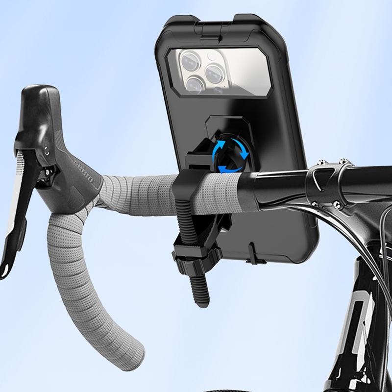 Bike Phone Mount Waterproof Motorcycle Phone Holder Handlebar Mount Touch-Screen 360° Rotation Bike Phone Holder