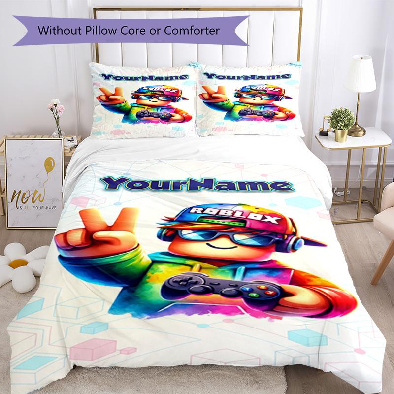 Roblox 167 Customize Your Name Bedding Set Breathable Duvet Cover with Pillowcases Home Decoration Birthday Gift