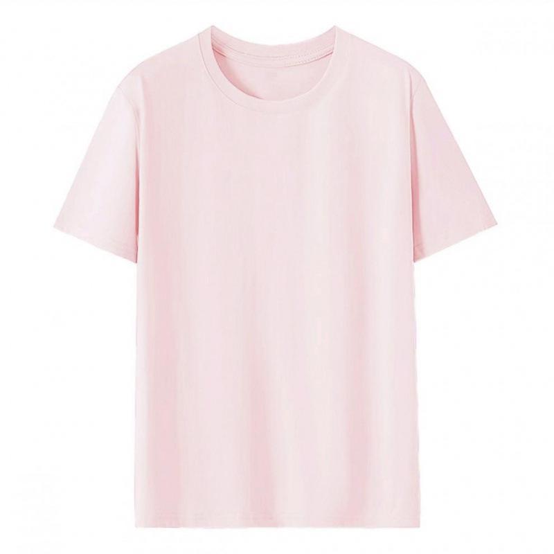 Custom Logo Summer Cotton T-shirt, Loose Round Neck, Short Sleeve, Class Uniform, 190g Ribbed Collar