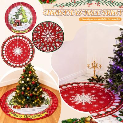 90cm Weihnachten Niedlich Floral Baumrock Warme Atmosphäre Bodenmatte Dekoration Teppich
