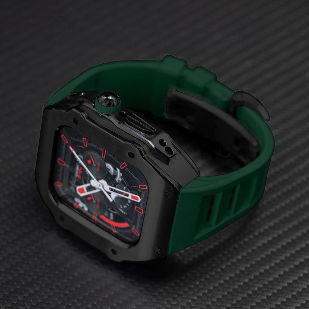 Stainless Steel Modification Kit For Apple Watch 8 Ultra 49mm 7 6 5 4 SE 44MM 45MM Case Sport ONLY Band iWatch Rubber Refit Mod