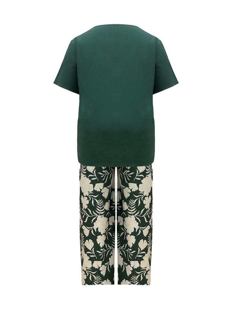 Women's Summer Fashion: Loose Printed Pants & Casual Top Two-piece Set